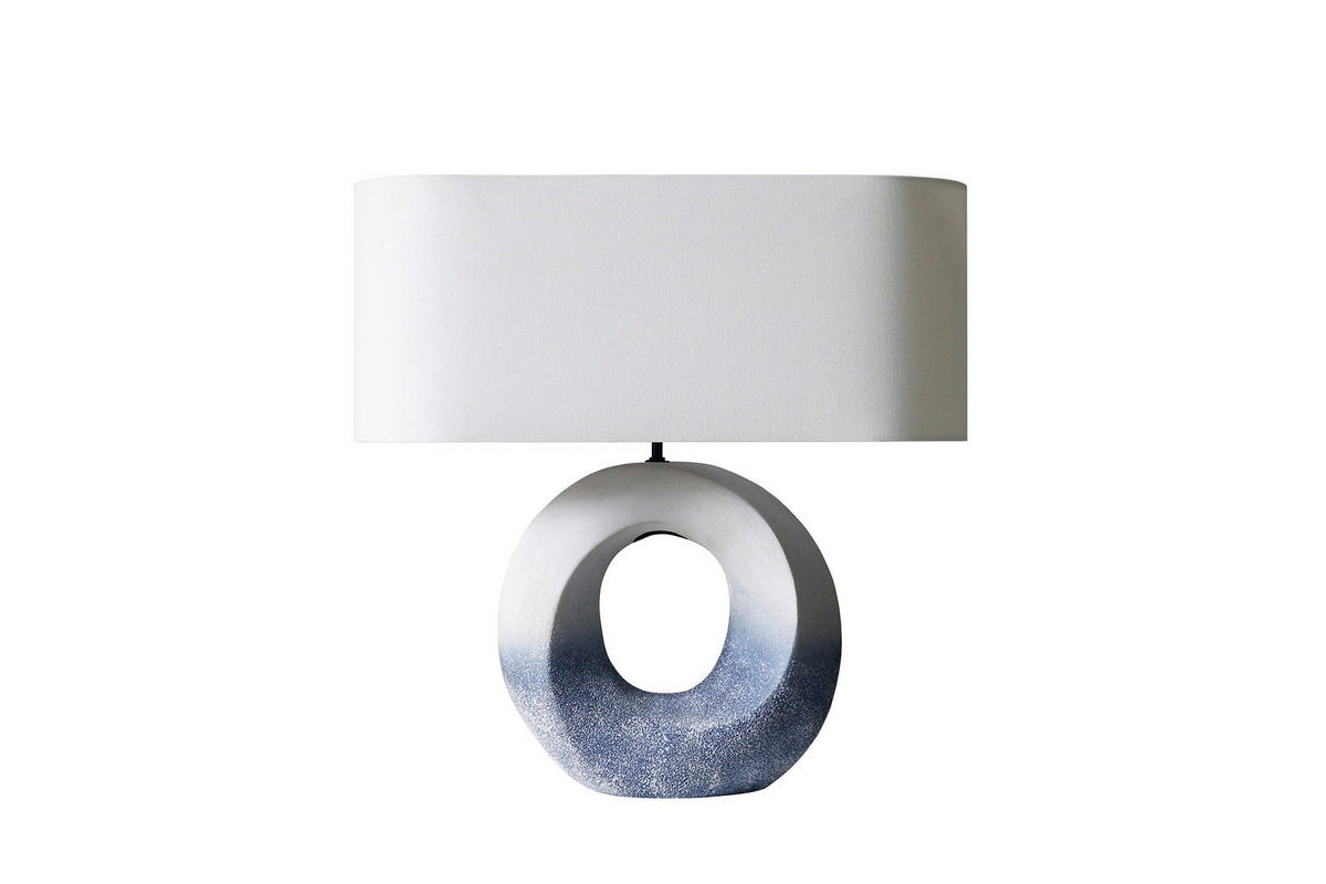 TISCHLEUCHTE 31/55/15 cm   - Blau/Elfenbein, Design, Keramik/Textil (31/55/15cm) - P & B