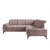 ECKSOFA in Cord Rosa  - Schwarz/Rosa, Modern, Textil/Metall (261/200cm) - Livetastic