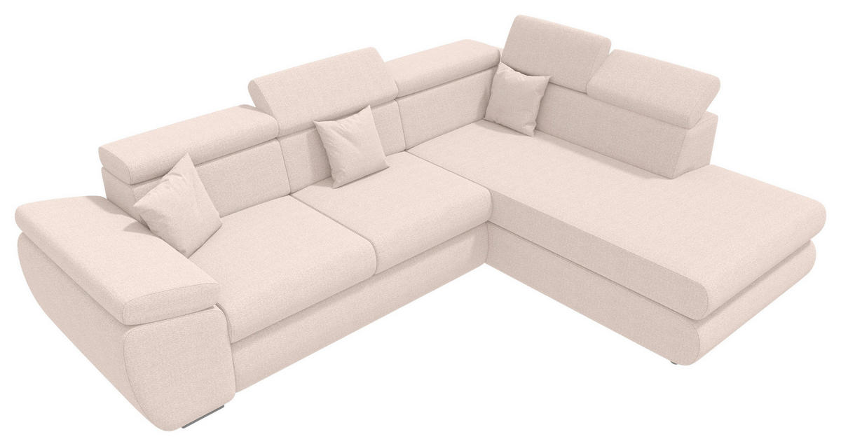 ECKSOFA Creme Struktur  - Chromfarben/Creme, KONVENTIONELL, Kunststoff/Textil (282/205cm) - Carryhome