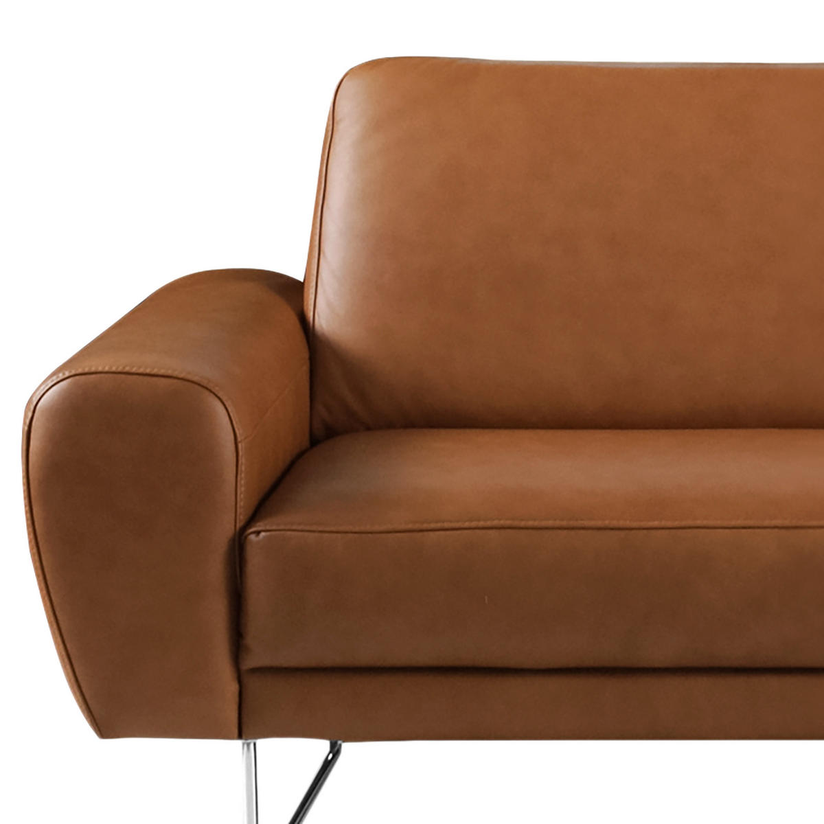 3-SITZER-SOFA in Leder Cognac  - Chromfarben/Cognac, Design, Leder/Metall (207/85/92cm) - Livetastic