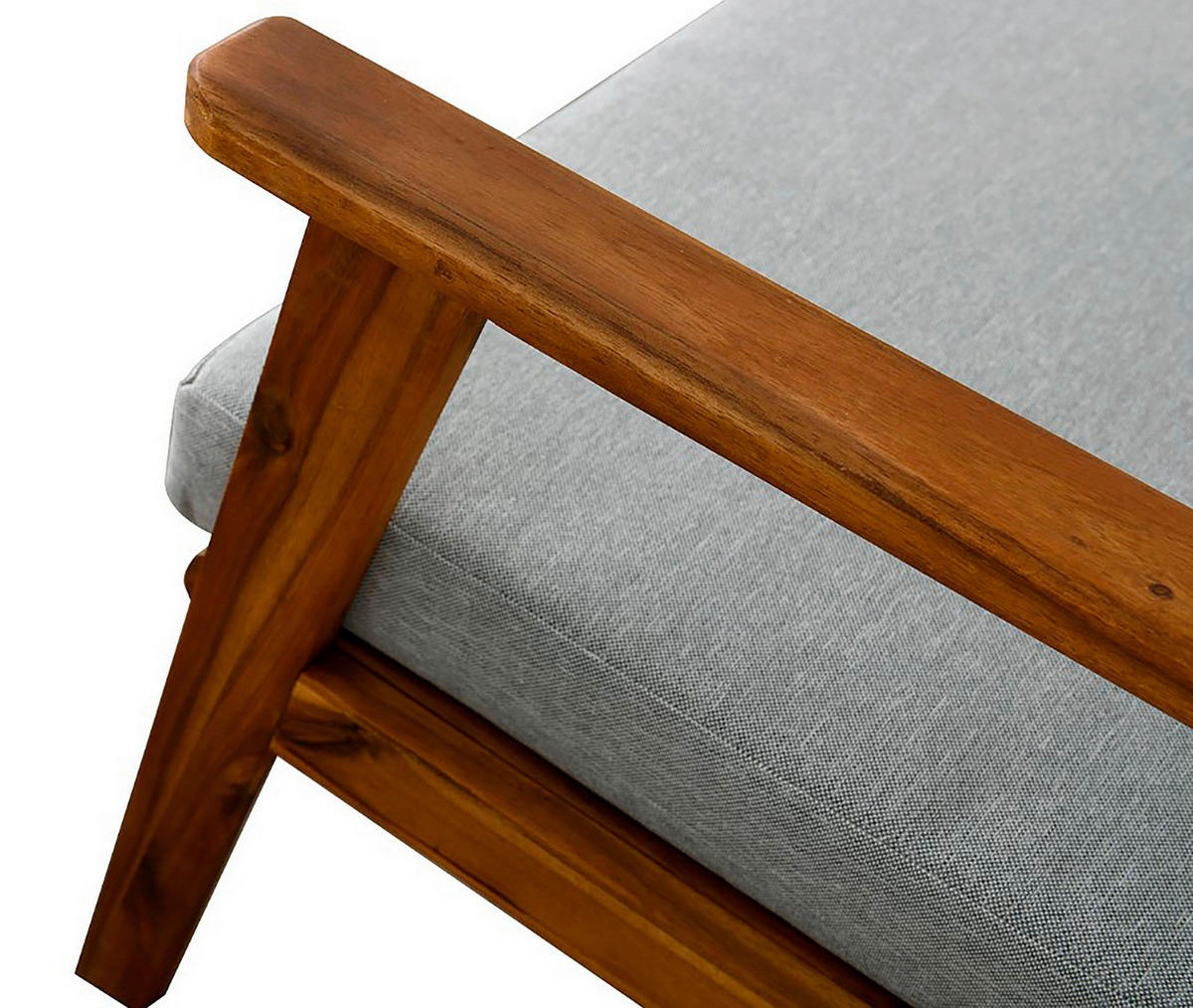 LOUNGEGARNITUR 4-teilig   Akazie massiv  - Hellgrau/Akaziefarben, MODERN, Holz/Textil - MID.YOU