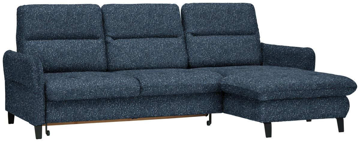 ECKSOFA Blau Plüsch  - Blau/Schwarz, KONVENTIONELL, Textil/Metall (254/190cm) - Livetastic