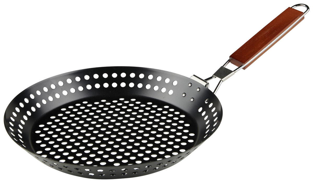 GRILLPFANNE 30,5 cm  - Schwarz/Naturfarben, Basics, Holz/Metall (30,5cm) - Landscape