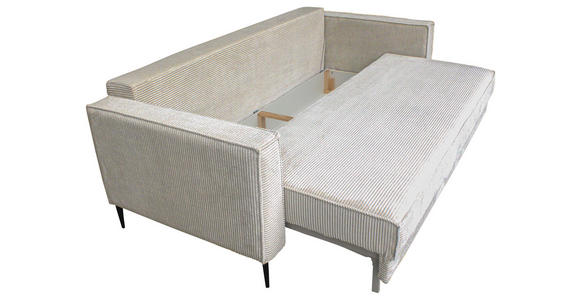 SCHLAFSOFA Cord Naturfarben  inkl. Rückenkissen, Bettkasten, Schlaffunktion, Rücken echt, Liegefläche im Originalstoff  - Schwarz/Naturfarben, KONVENTIONELL, Textil/Metall (222/93/98cm) - Carryhome