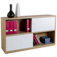 IRATTARTÓ SZEKRÉNY - Artisan tölgy/magasfényű fehér, Design, faalapú anyag (139/84/35,5cm) - Stylife