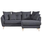 ECKSOFA in Flachgewebe Dunkelgrau  - Dunkelgrau/Buchefarben, KONVENTIONELL, Holz/Textil (210/156cm) - Carryhome