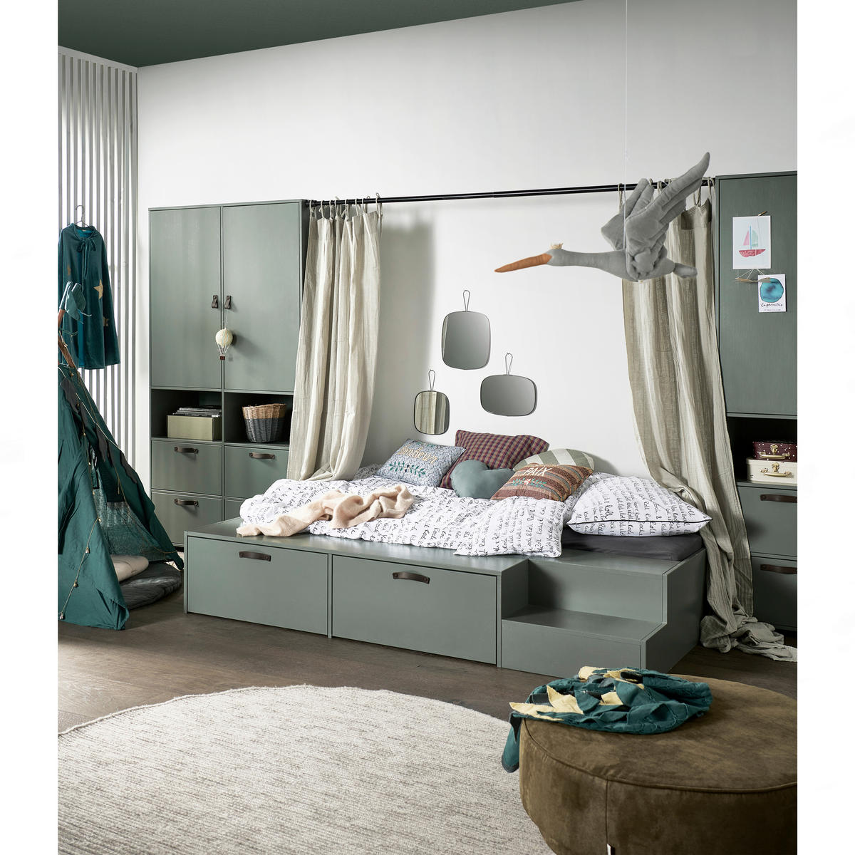 BETT 80/200 cm,  in Dunkelgrün  - Dunkelgrün, Design, Holz (80/200cm) - Livetastic