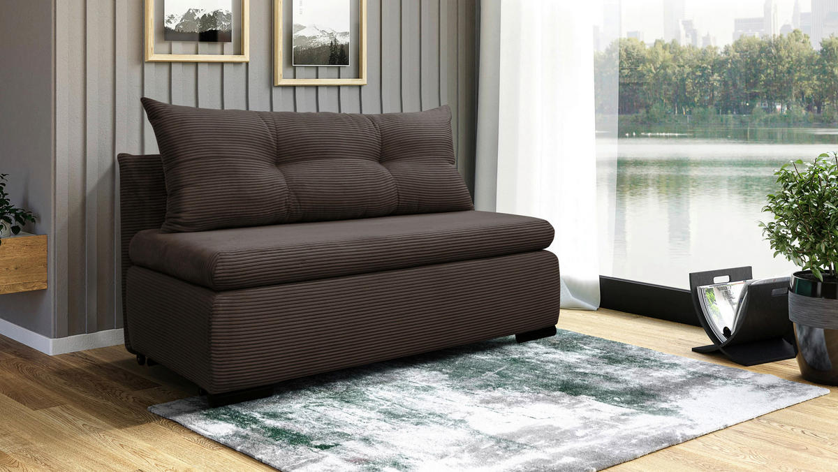 SCHLAFSOFA  in Cord Braun  - Schwarz/Braun, Design, Kunststoff/Textil (154/93/85cm) - MID.YOU
