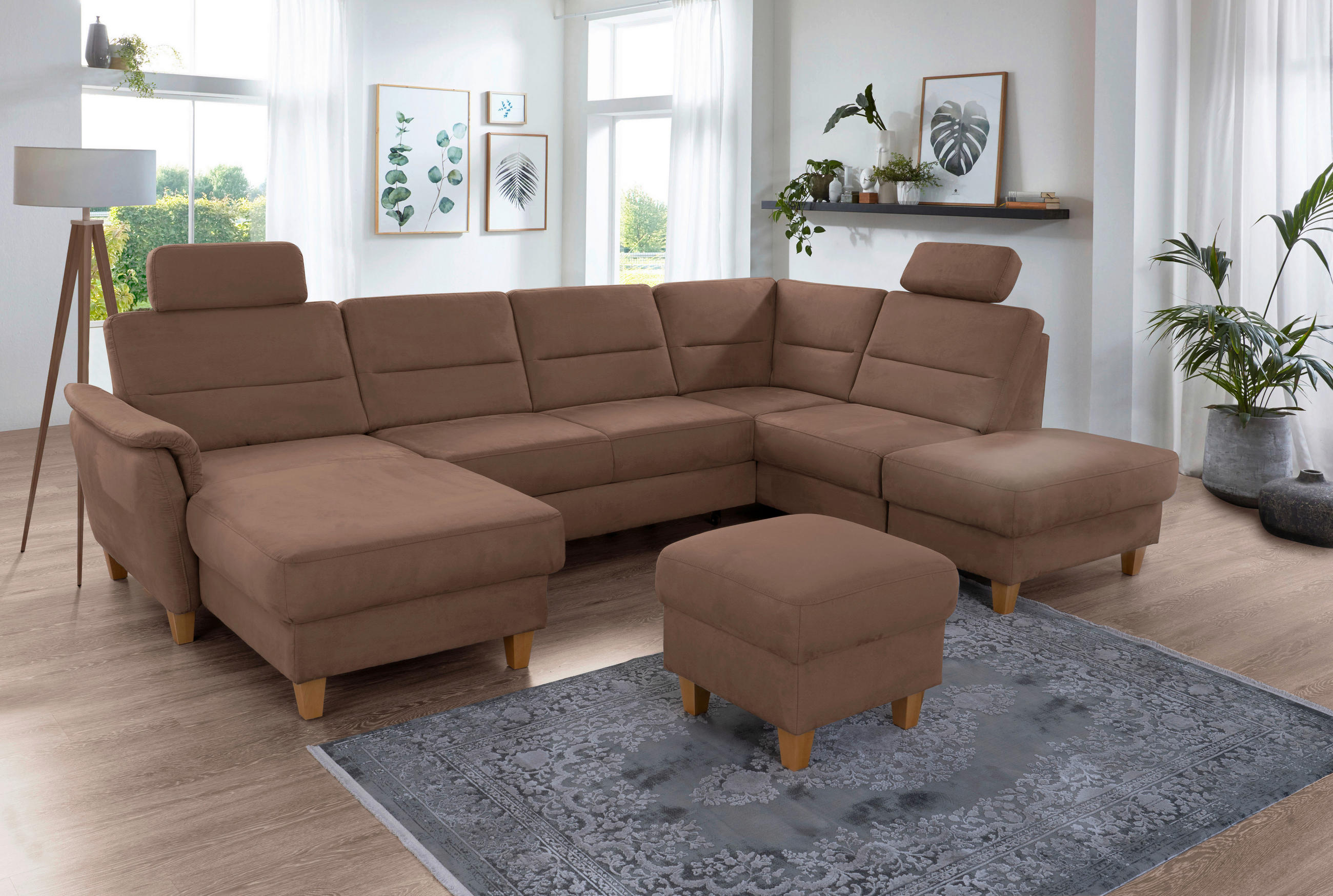 WOHNLANDSCHAFT in Mikrofaser Braun  - Eichefarben/Braun, Konventionell, Holz/Textil (163/308/212cm) - Sit & More