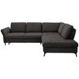 ECKSOFA in Chenille Graubraun  - Graubraun/Schwarz, Natur, Textil/Metall (288/233cm) - Valnatura