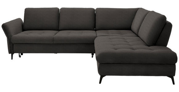 ECKSOFA in Chenille Graubraun  - Graubraun/Schwarz, Natur, Textil/Metall (288/233cm) - Valnatura