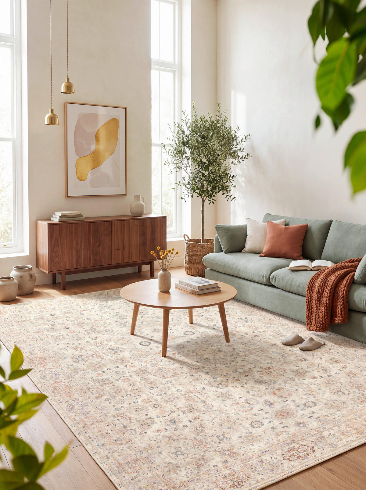 VINTAGE-TEPPICH Living Jane 240/340 cm  in Hellrosa, Perlmutt, Pastellblau  - Pastellblau/Hellrosa, LIFESTYLE, Kunststoff/Textil (240/340cm) - Lindorug
