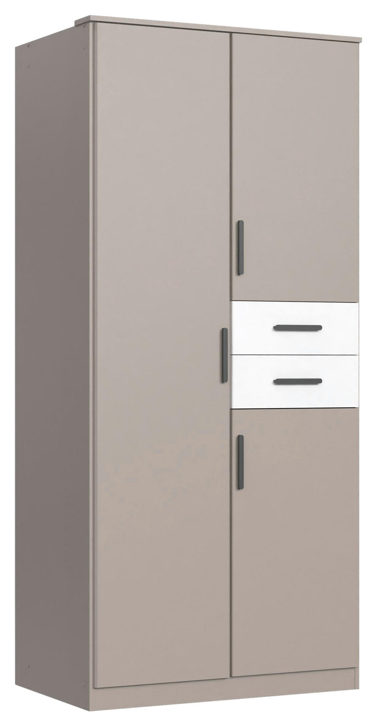 DREHTÜRENSCHRANK  in Grau, Weiß, Sahara  - Schwarz/Weiß, Design, Holzwerkstoff/Kunststoff (90/198/58cm) - Carryhome