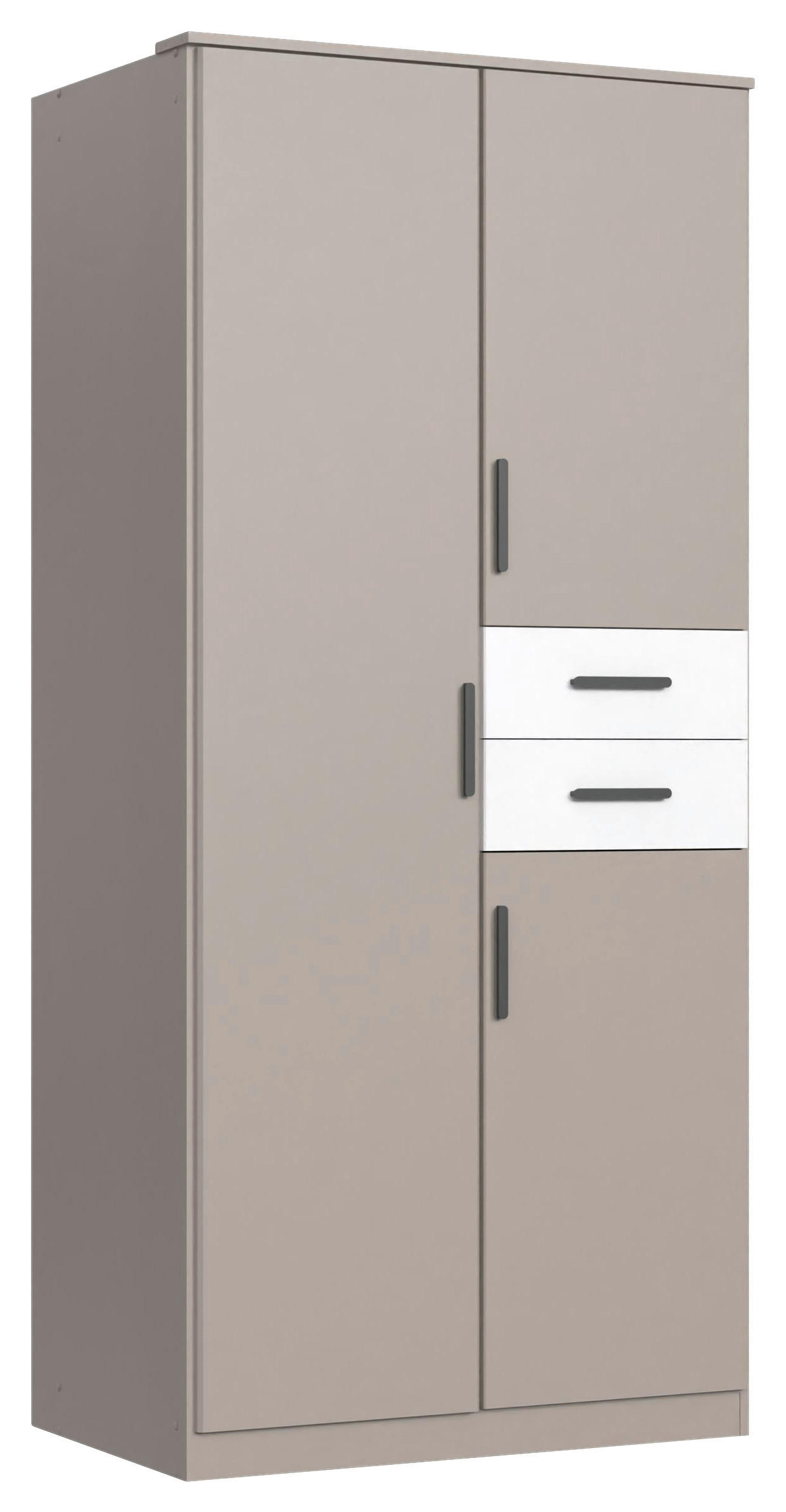 Carryhome Drehtürenschrank Grau, Weiß, Sahara 90x198x58 cm
