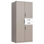 DREHTÜRENSCHRANK  in Grau, Weiß, Sahara  - Schwarz/Weiß, Design, Holzwerkstoff/Kunststoff (90/198/58cm) - Carryhome