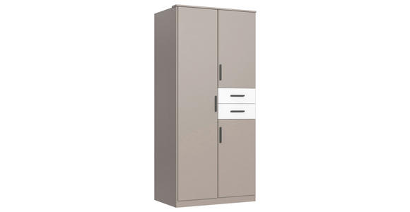 DREHTÜRENSCHRANK  in Grau, Weiß, Sahara  - Schwarz/Weiß, Design, Holzwerkstoff/Kunststoff (90/198/58cm) - Carryhome