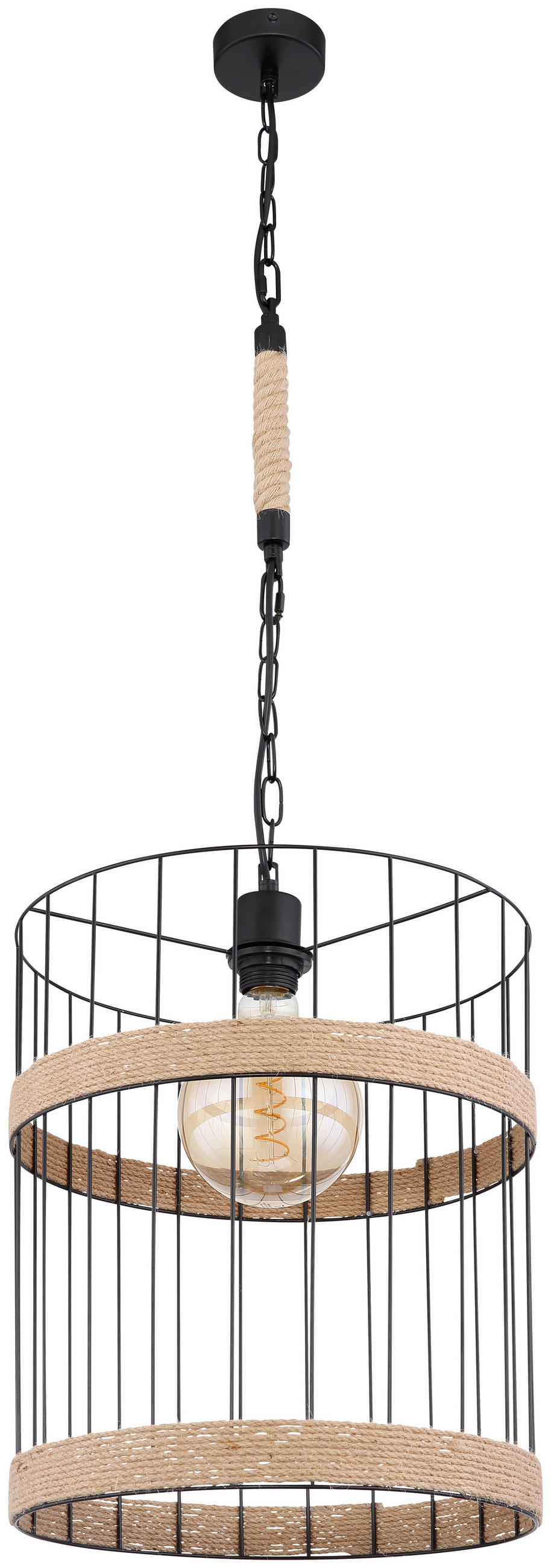 SVJETILJKA VISEĆA 35/145 cm - smeđa/crna, Natur, metal/prirodni materijali (35/145cm) - Globo