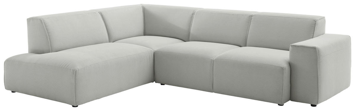 ECKSOFA in Cord Hellgrau  210/270 cm  - Hellgrau/Schwarz, Design, Kunststoff/Textil (210/270cm) - Pure Home Lifestyle