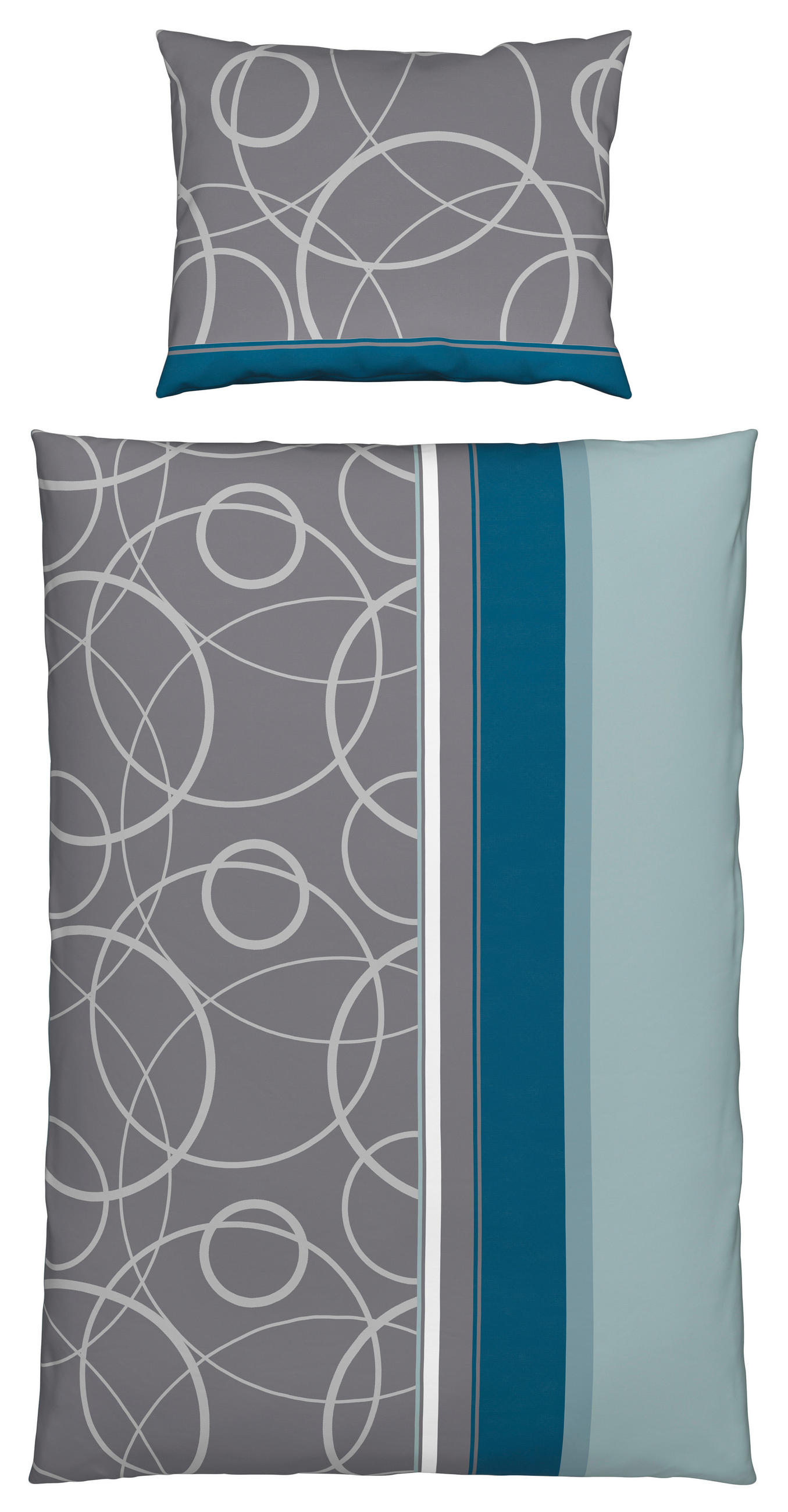 Bettwäsche 140x200 cm Liv Mikrofaser Grau/Türkis