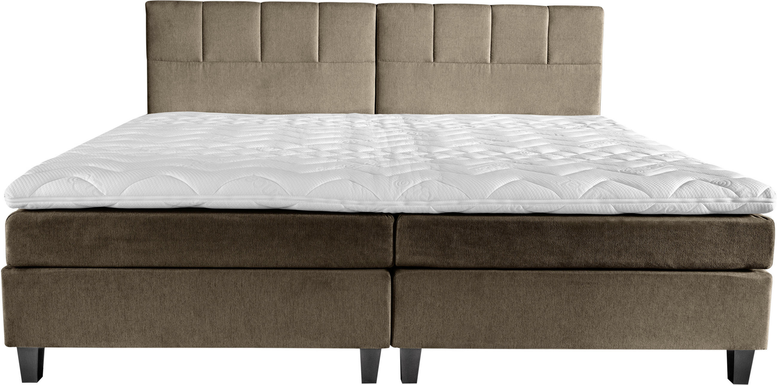 BOXSPRINGBETT 240/200 cm  in Grau, Beige  - Wengefarben/Beige, Trend, Holz/Textil (240/200cm) - Esposa