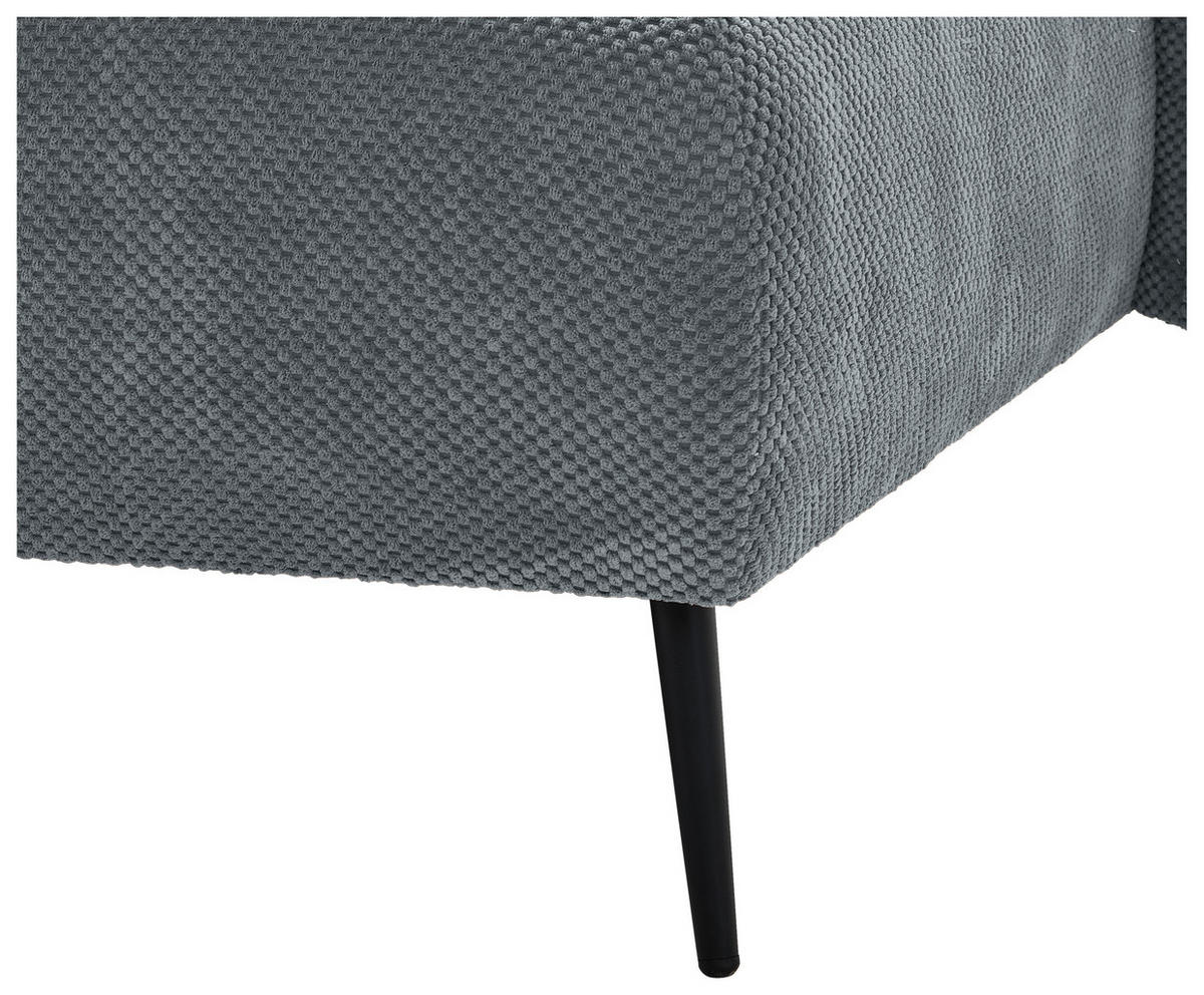 ECKSOFA in Chenille Grau  - Schwarz/Grau, Konventionell, Textil/Metall (255/164cm) - Carryhome