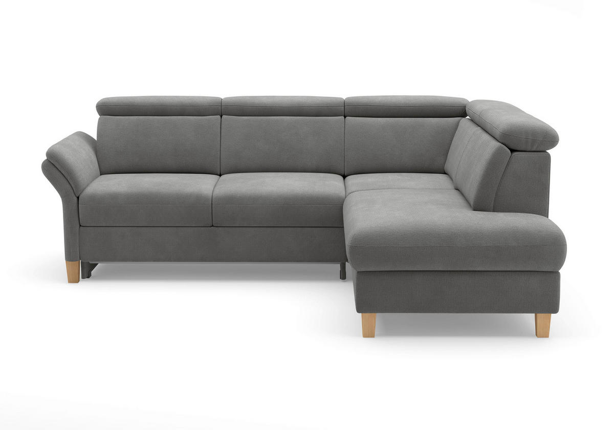 ECKSOFA GLENDALE E Grau Flachgewebe  - Eichefarben/Grau, KONVENTIONELL, Holz/Textil (247/193cm) - Sit & More