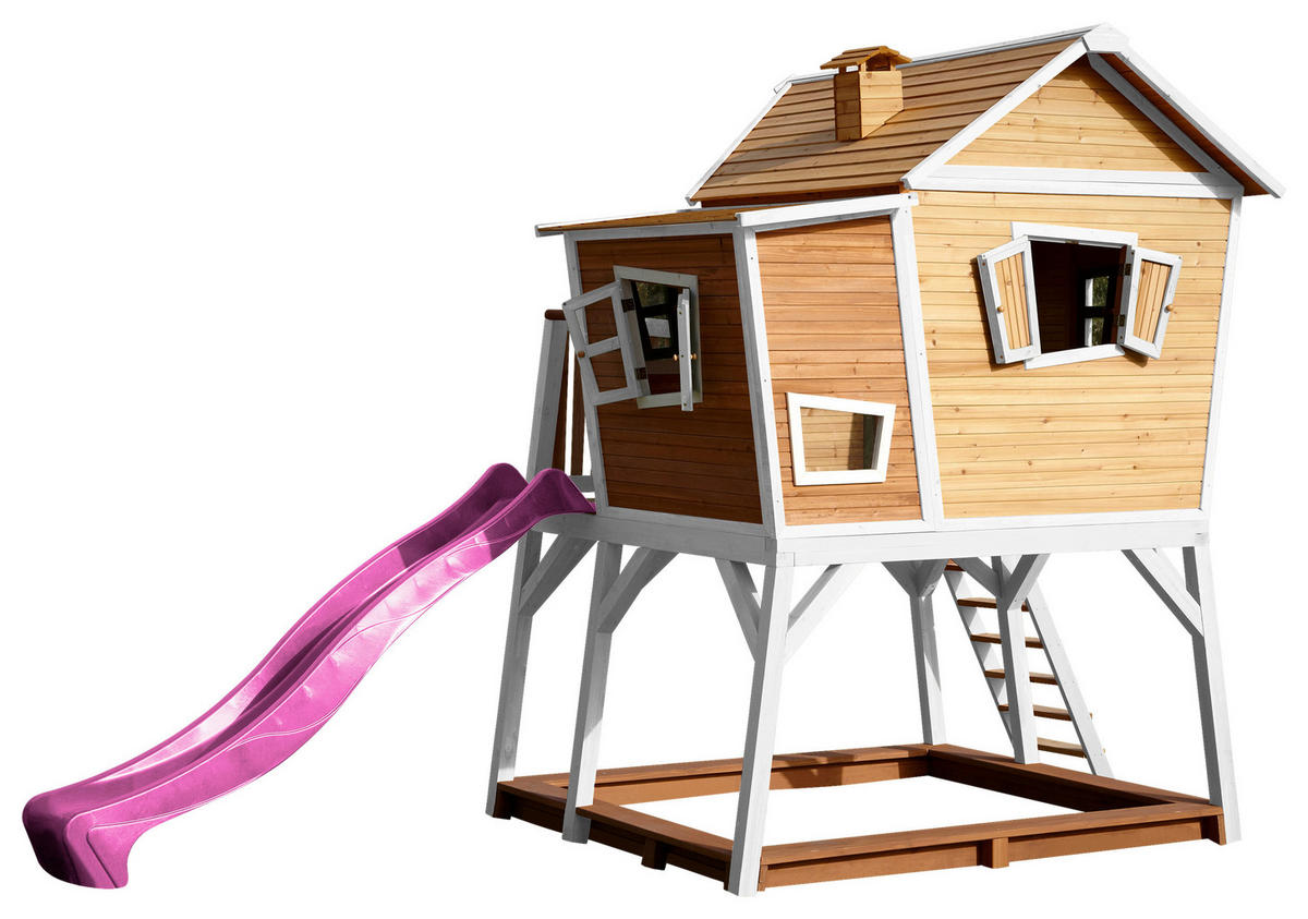 SPIELTURM 432/288/193 cm  - Lila/Braun, KONVENTIONELL, Holz (432/288/193cm) - Ambia Garden