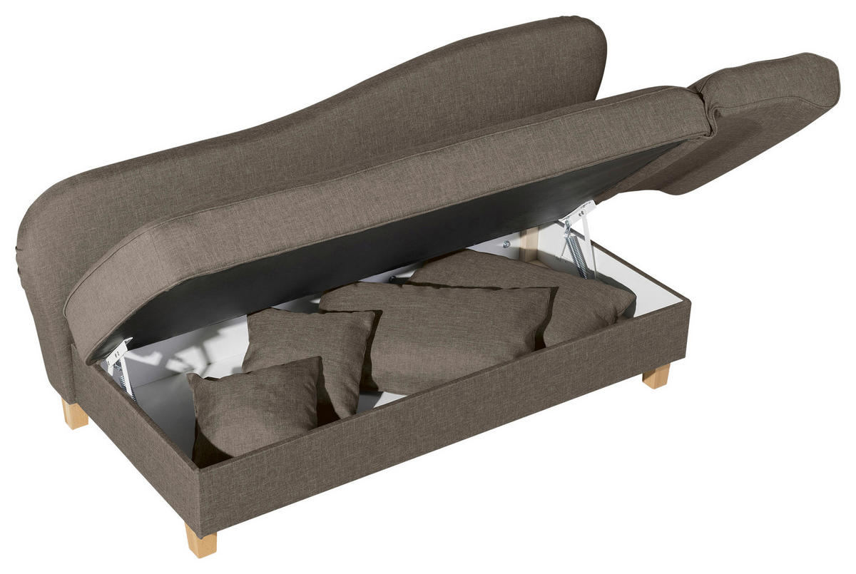 RÉCAMIERE Sahara Flachgewebe  - Hellbraun/Buchefarben, Design, Holz/Textil (190/82/88cm) - Max Winzer