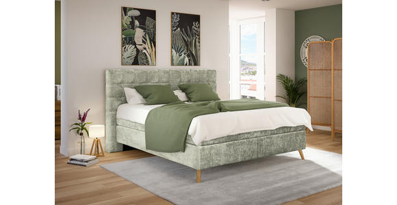 BOXSPRINGBETT 160/200 cm  in Hellgrün  - Eichefarben/Hellgrün, Design, Holz/Textil (160/200cm) - Esposa