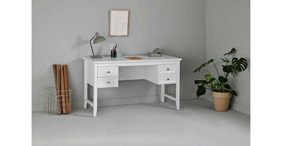 SCHREIBTISCH 130/59,6/76 cm in Weiß - Alufarben/Weiß, MODERN, Holzwerkstoff/Metall (130/59,6/76cm) - Novel