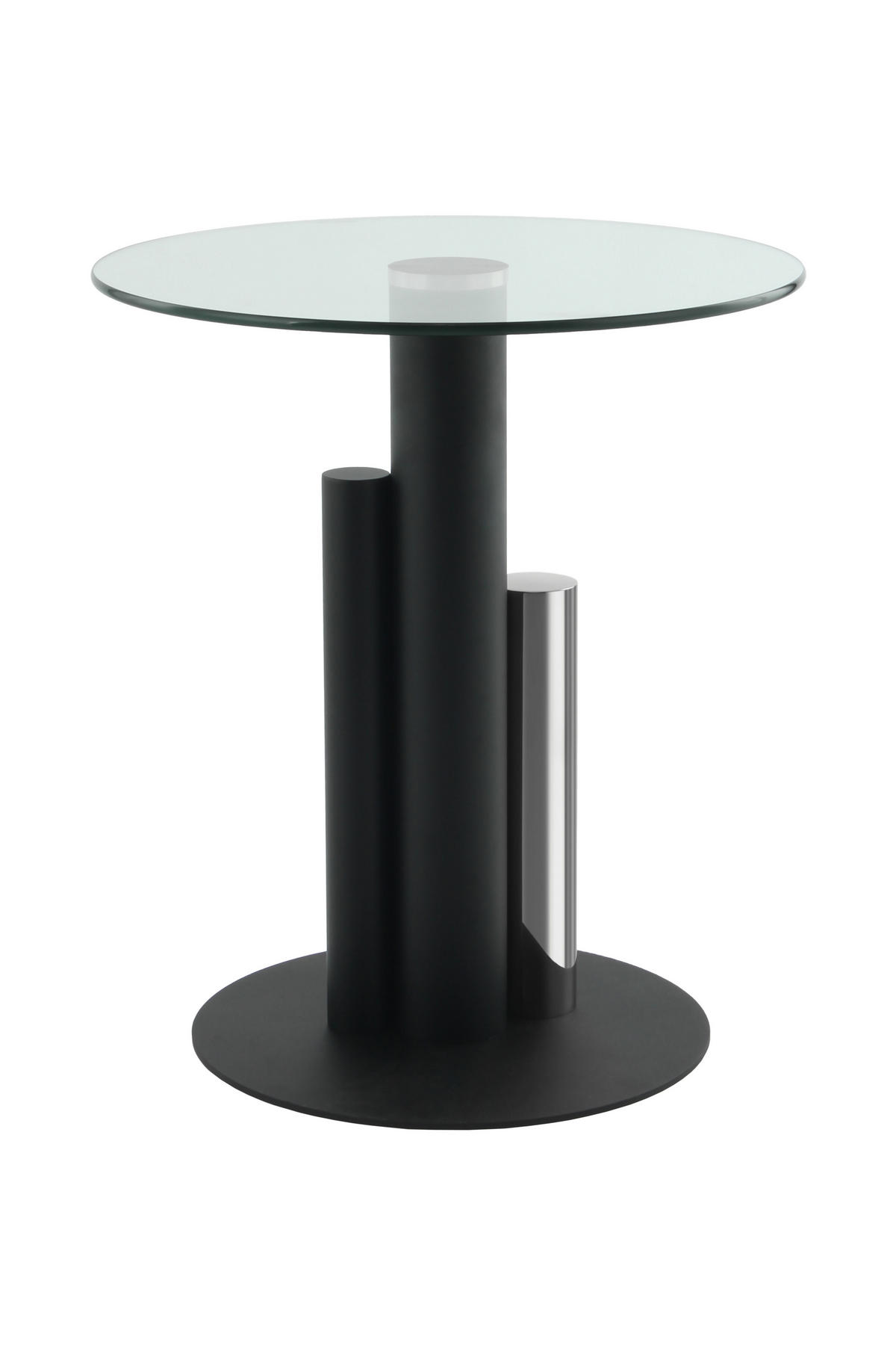 BEISTELLTISCH 46/46/52 cm Silberfarben rund  - Silberfarben, Design, Glas/Metall (46/46/52cm) - Kayoom