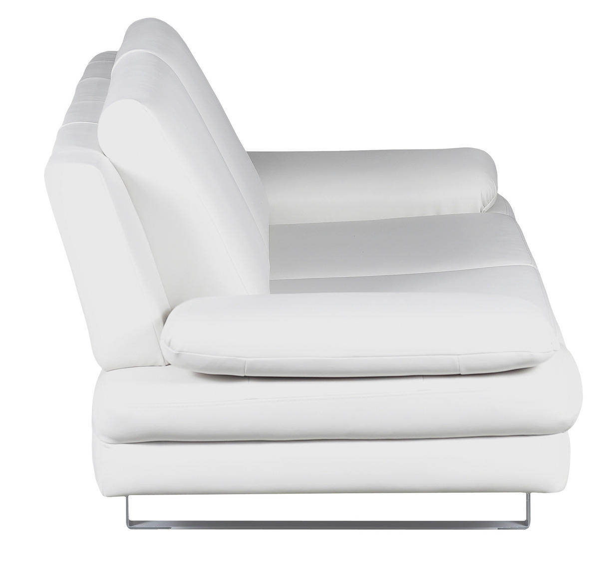 2-SITZER-SOFA Lederlook Weiß  - Weiß/Grau, Design, Textil/Metall (198/78/88cm) - MID.YOU