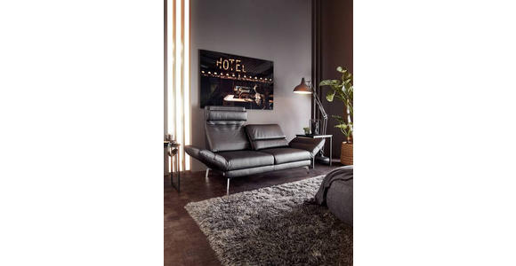 2-SITZER-SOFA in Echtleder Schwarz - Chromfarben/Schwarz, Design, Leder/Metall (198-246/83/96-187cm) - Dieter Knoll