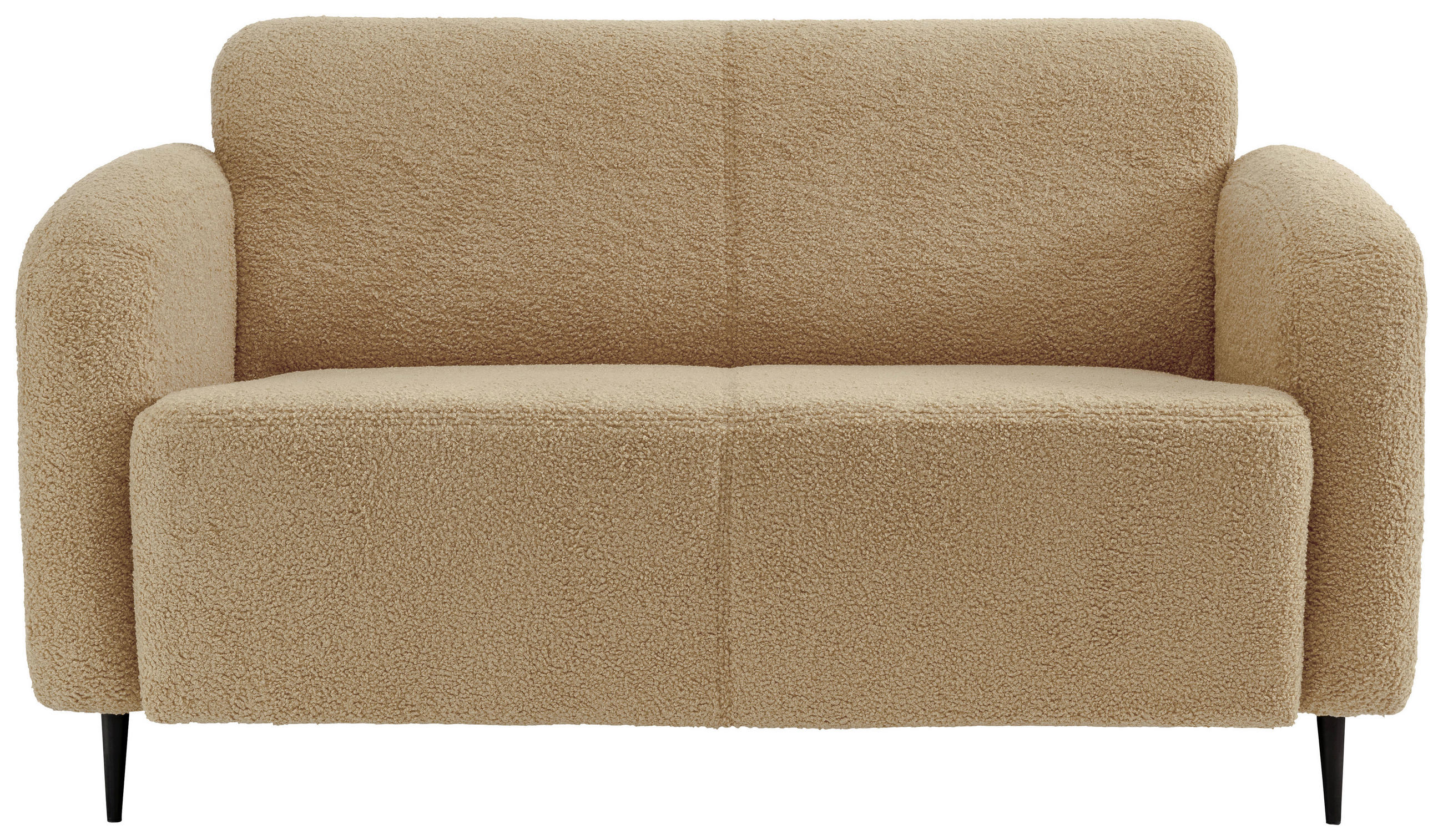 2-SITZER-SOFA Teddystoff Creme  - Creme/Schwarz, MODERN, Metall (140/76/90cm) - Livetastic