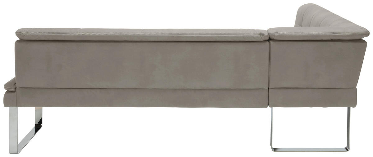 ECKBANK in Metall, Textil Chromfarben, Ecru  - Chromfarben/Ecru, Design, Textil/Metall (174/213cm) - Novel