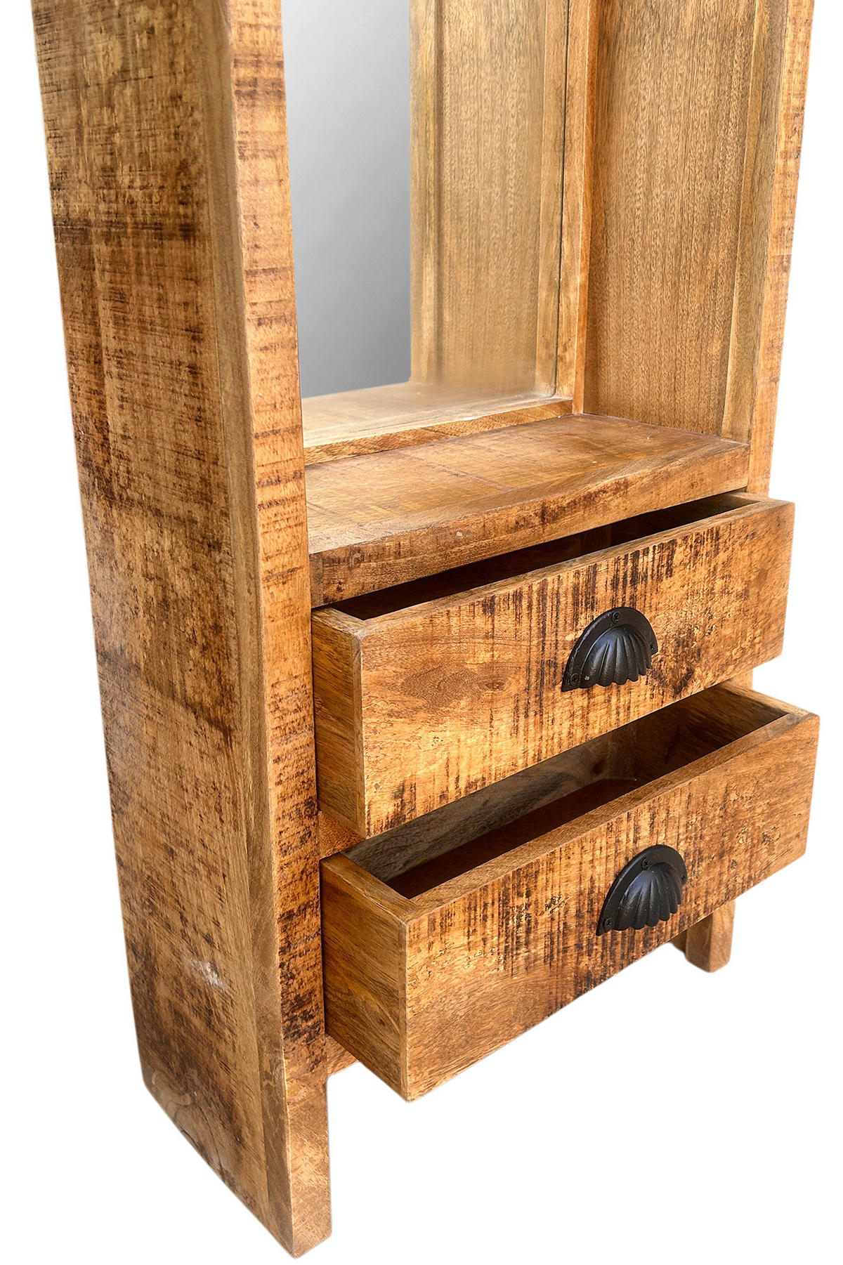 SPIEGELSCHRANK 52/192/27 cm  - Schwarz/Naturfarben, KONVENTIONELL, Holz/Metall (52/192/27cm) - MID.YOU