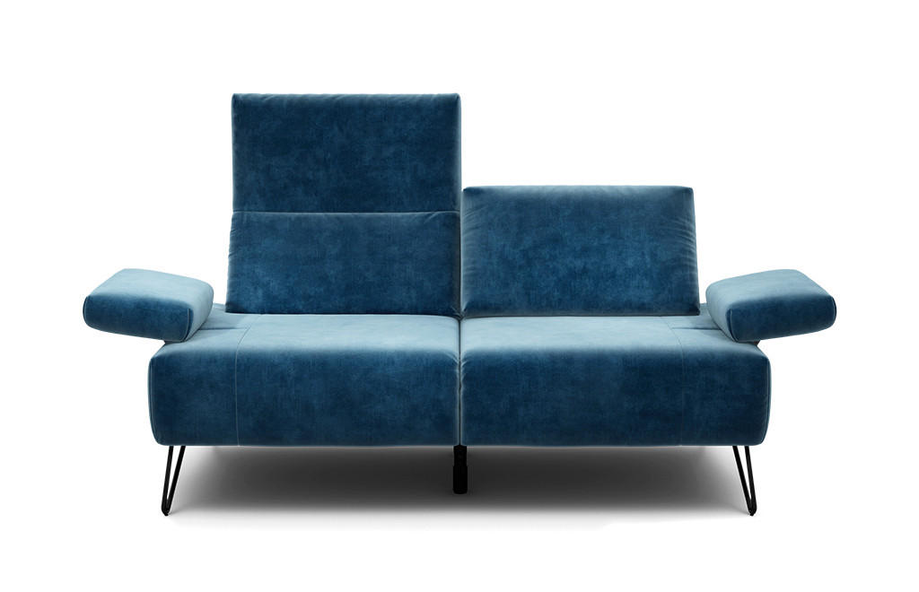 2-SITZER-SOFA Samt Blau  - Blau/Schwarz, Design, Textil/Metall (164-194/85/86-94cm) - SENSOO