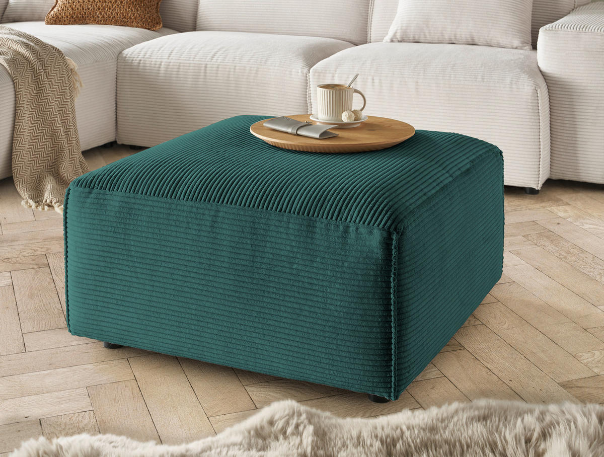 HOCKER Cord Dunkelgrün  - Dunkelgrün/Schwarz, Design, Kunststoff/Textil (80/42/80cm) - Pure Home Lifestyle