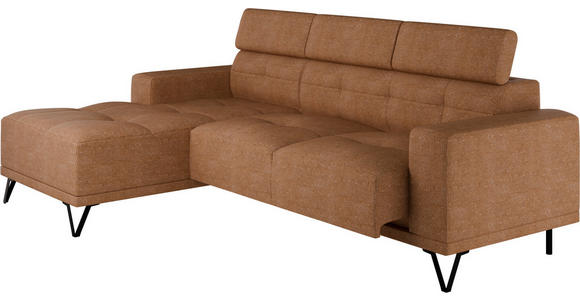 ECKSOFA Rostfarben Chenille - Rostfarben/Schwarz, KONVENTIONELL, Textil/Metall (178/264cm) - Hom`in