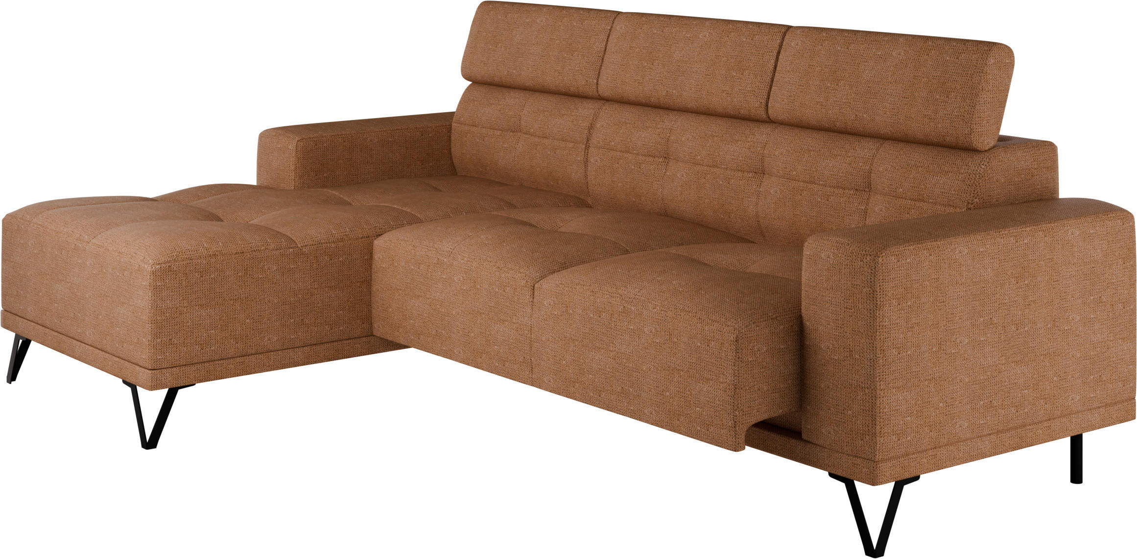 ECKSOFA Rostfarben Chenille  - Rostfarben/Schwarz, KONVENTIONELL, Textil/Metall (178/264cm) - Hom`in