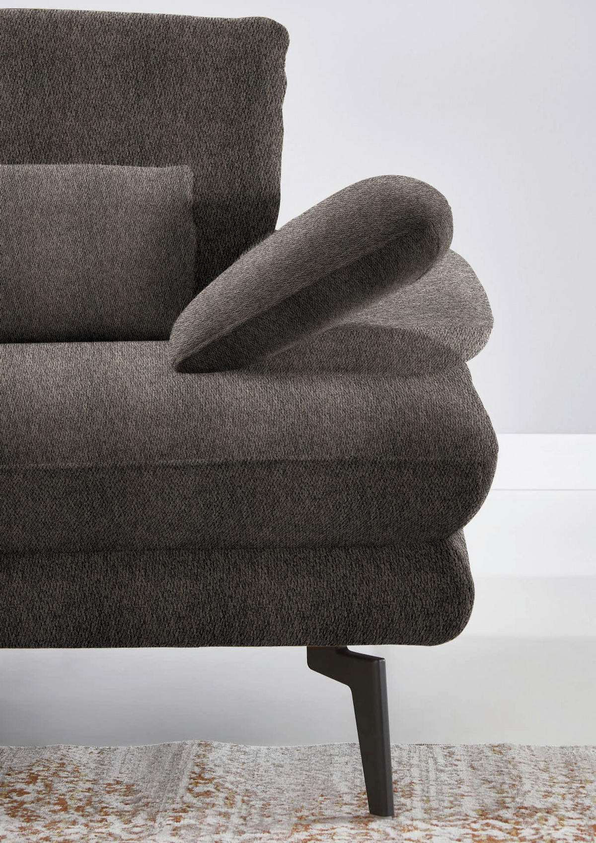 ECKSOFA in Chenille Fango  - Fango/Schwarz, Design, Textil/Metall (180/310cm) - Dieter Knoll
