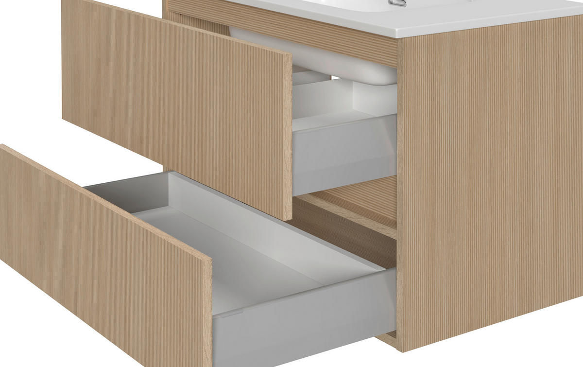 WASCHTISCHKOMBI 80 cm  - Eichefarben/Weiß, KONVENTIONELL, Keramik/Holzwerkstoff (80cm) - Xora