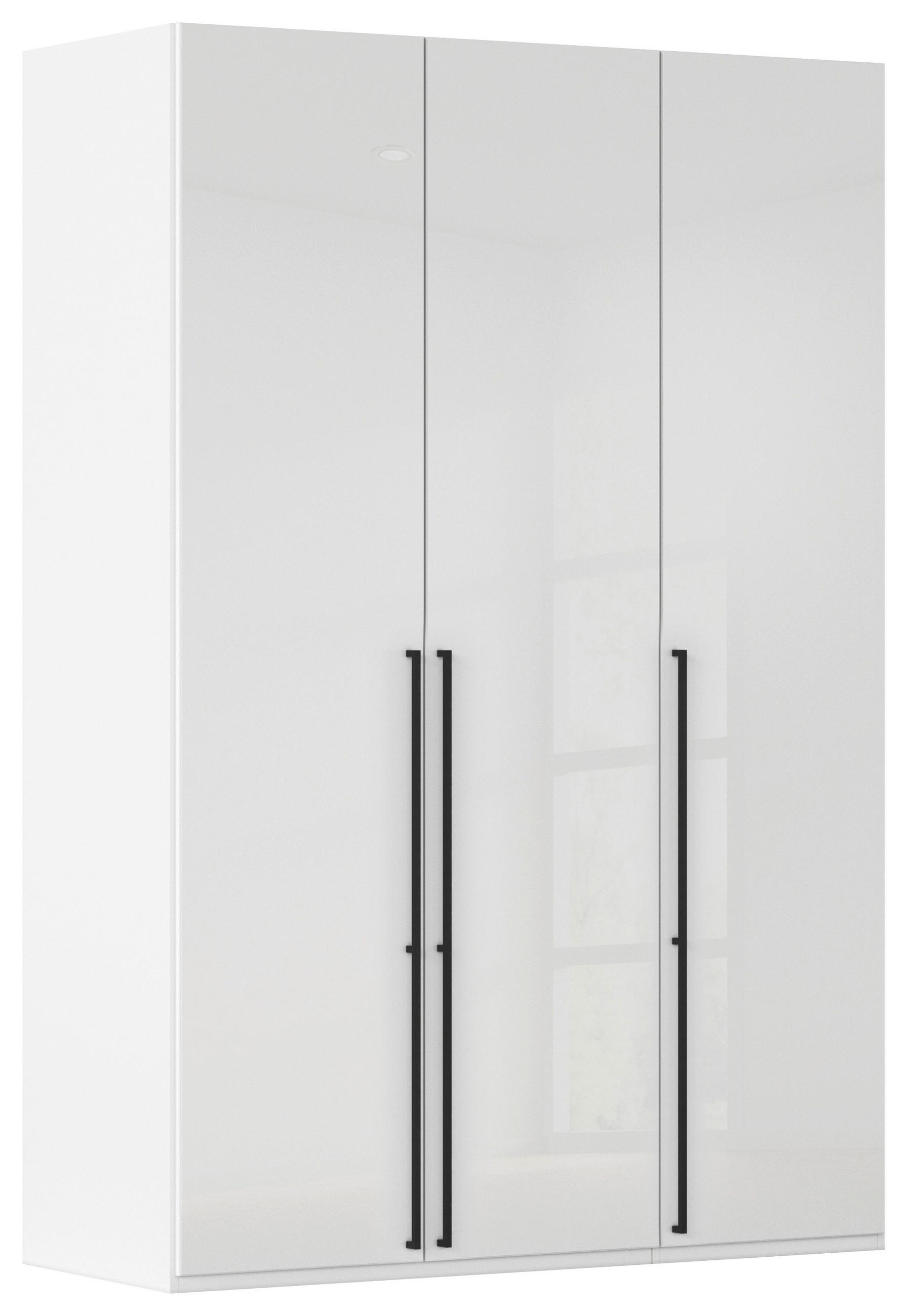DREHTÜRENSCHRANK 151/223/61 cm,  in Weiß, Weiß Hochglanz, 3-türig  - Weiß Hochglanz/Schwarz, Basics, Holzwerkstoff/Metall (151/223/61cm) - Novel