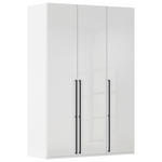 DREHTÜRENSCHRANK 151/223/61 cm,  in Weiß, Weiß Hochglanz, 3-türig  - Weiß Hochglanz/Schwarz, Basics, Holzwerkstoff/Metall (151/223/61cm) - Novel