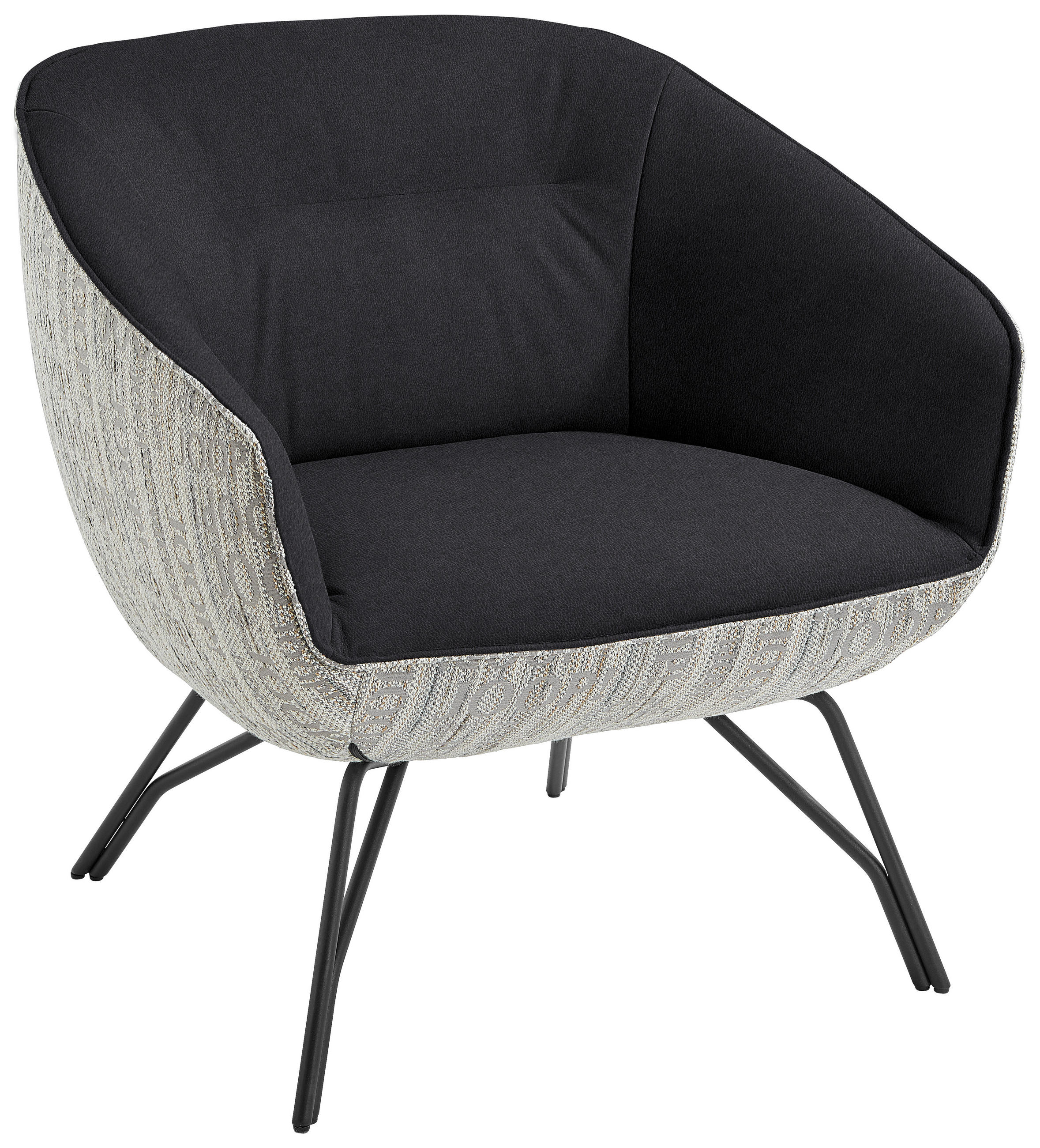 COCKTAILSESSEL - Anthrazit/Grau, Design, Leder/Textil (76/80/73cm) - Joop!