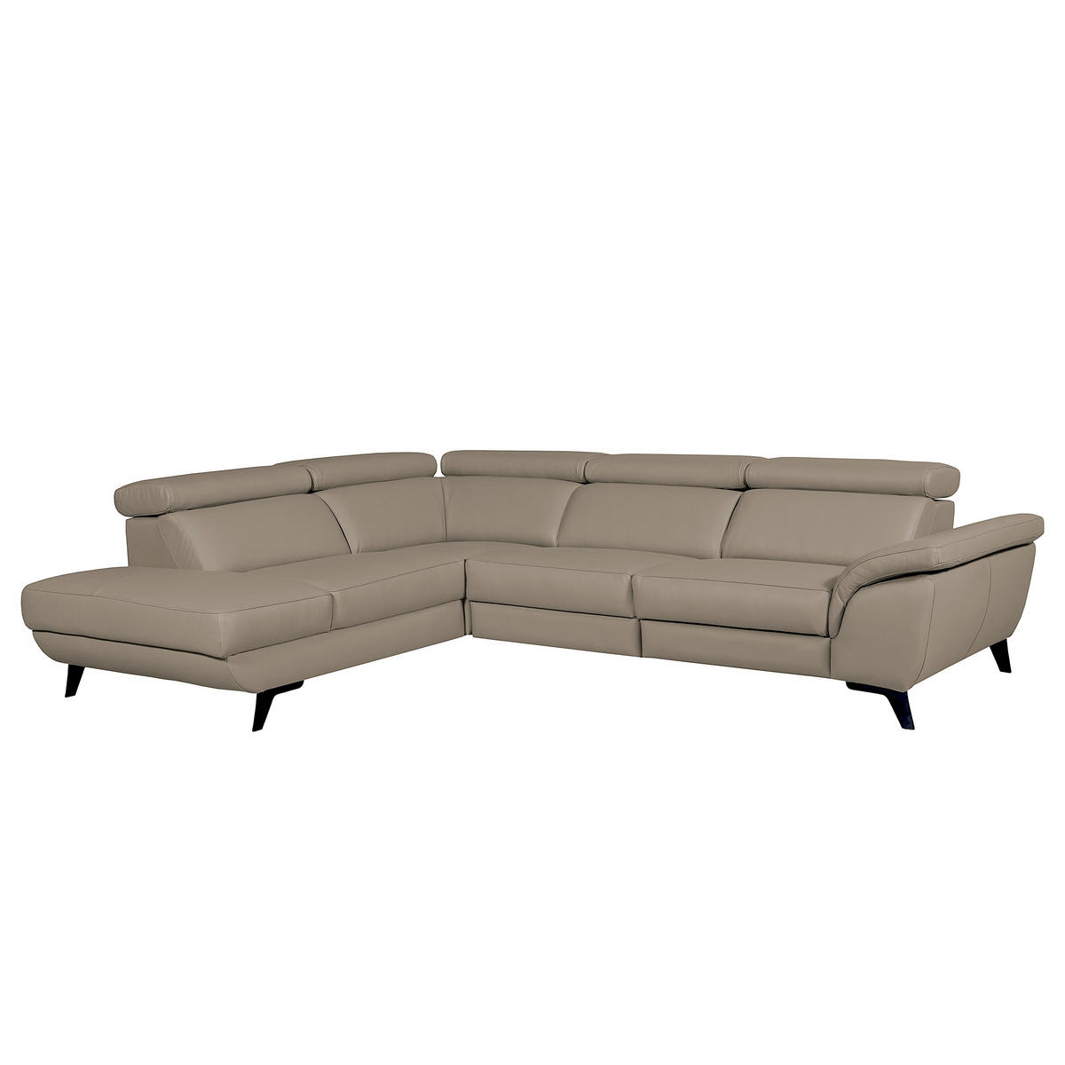 ECKSOFA DALLAS in Echtleder Taupe  228/283 cm  - Taupe/Schwarz, Design, Leder/Metall (228/283cm) - Livetastic