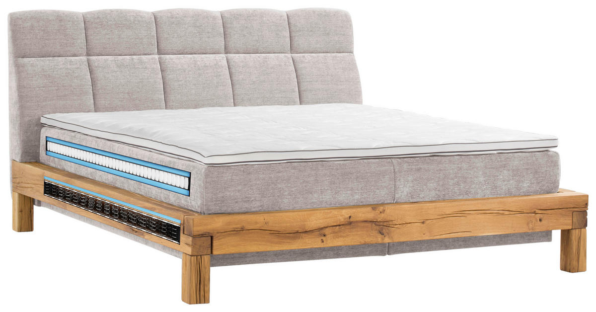 BOXSPRING-ÁGY 180/200 cm  bézs  - bézs/bükk, Natur, textil/fa (180/200cm) - Livetastic
