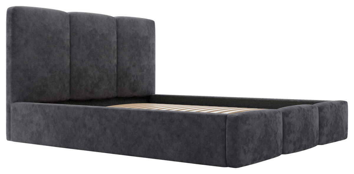 POLSTERBETT Lattenrost, Bettkasten 140/200 cm  in Graphitfarben  - Schwarz/Graphitfarben, Design, Holz/Textil (140/200cm) - Boxxx