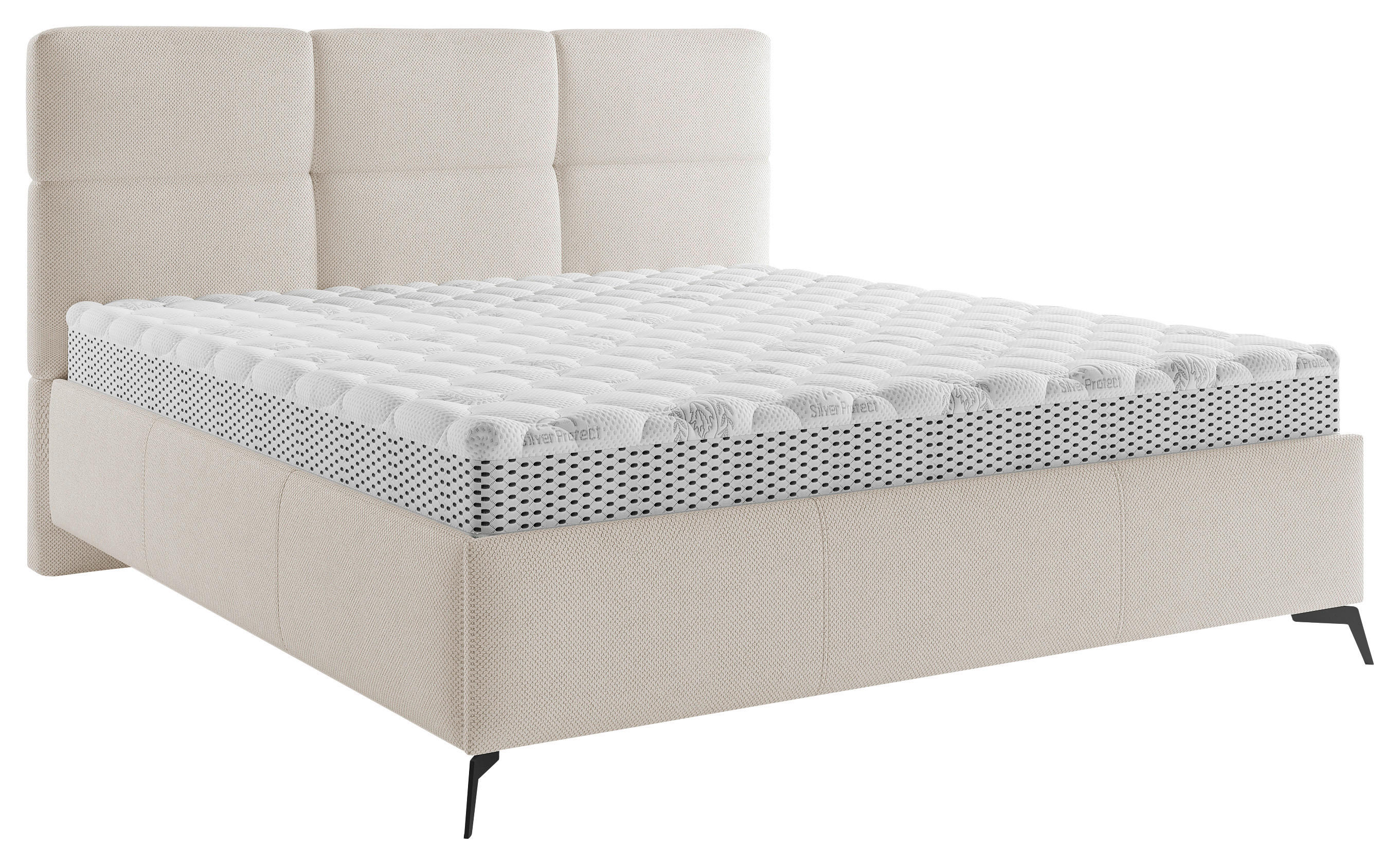 POLSTERBETT 140/200 cm  in Beige  - Beige/Schwarz, Modern, Holz/Textil (140/200cm) - Boxxx