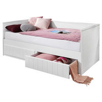 AUSZIEHBETT 90/200 cm,  in Weiß, Lattenrost, Bettkasten  - Weiß, MODERN, Holzwerkstoff (90/200cm) - MID.YOU